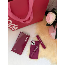 Бордовий чехол rhode з блиском на iPhone 15 lip Case Raspberry Jelly 